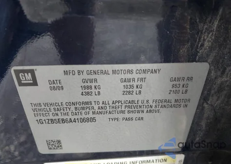 2010 Chevrolet Malibu Ls из США, поврежденный, VIN 1G1ZB5EB6A4106805